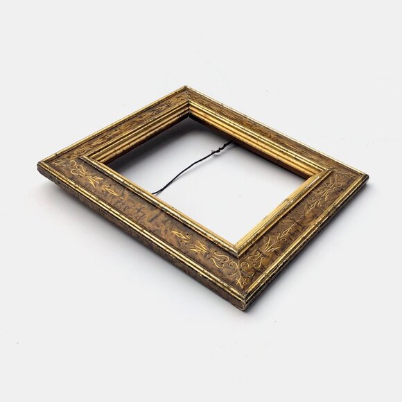 Antique Shabby Chic Gold Frame With Hand Painted Faux Marble Panels - Picture 2 of 6